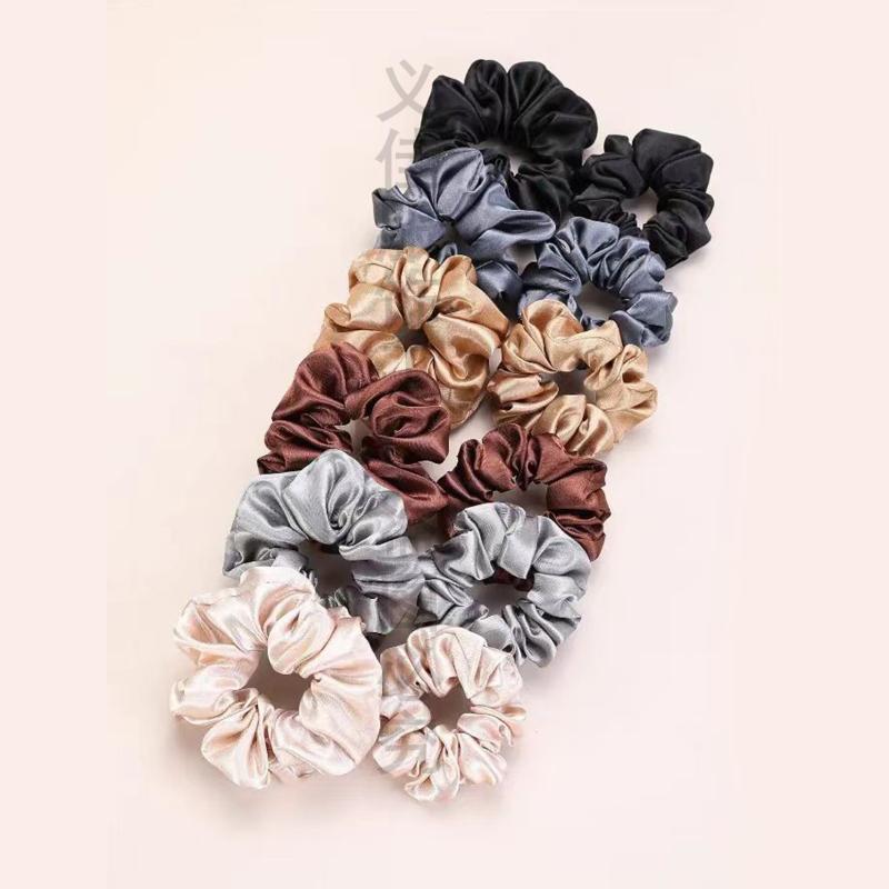Scrunchie Satin Set - 12 stuks zachte, eenvoudige effen kleurige