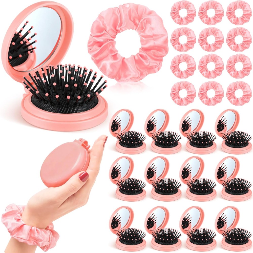 Scrunchie Satin Set - 2-20 sets mini haarborstel spiegel scrunchies