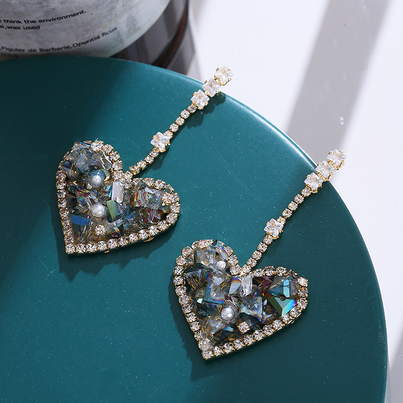 Women'S Accessories Nz - Nieuwe high-end eenvoudige kristallen hartvormige oorbellen
