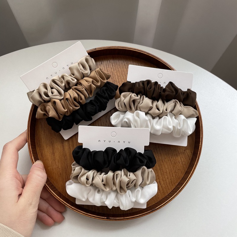 Scrunchie Satin Set - 3/4/6 stks/set Satijnen Scrunchies Vrouwen Effen