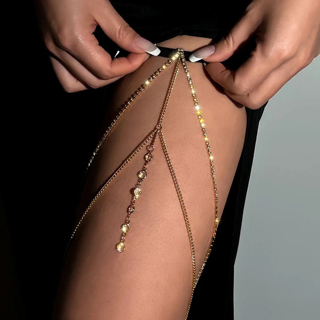 Women Accessories Dropshipping - Sexy glanzende kristallen meerlaagse beenkettingen met