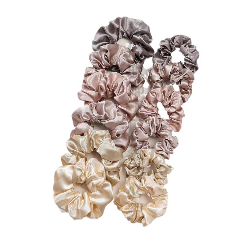 Scrunchie Satin Set - 12 stuks zachte, eenvoudige effen kleurige