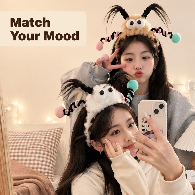 Women Accessories Online - Leuke pluizige monster-oog haarband Zachte antislip