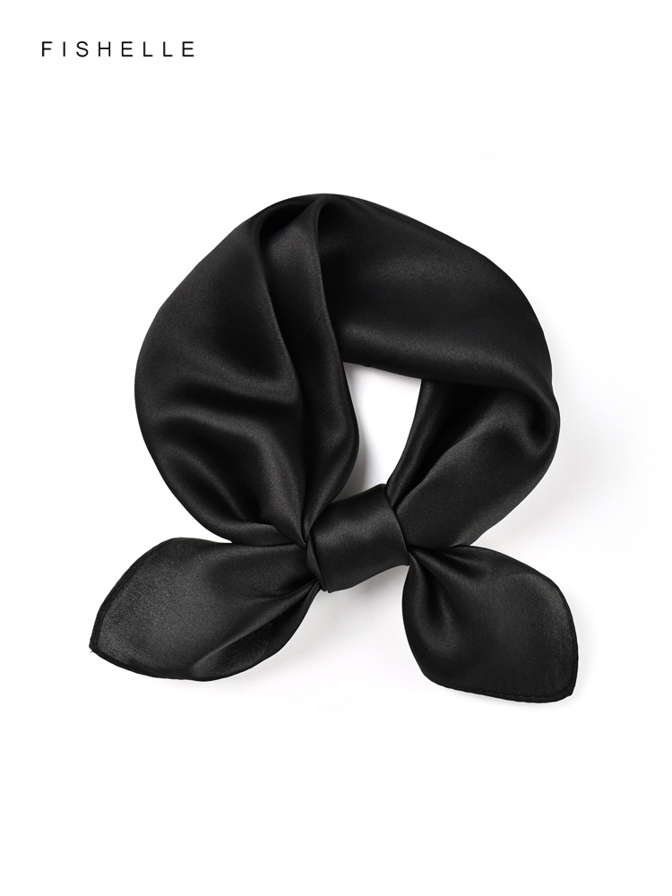 Silk Scarf Square - Effen Kleur Zwart Pure Zijde Sjaal