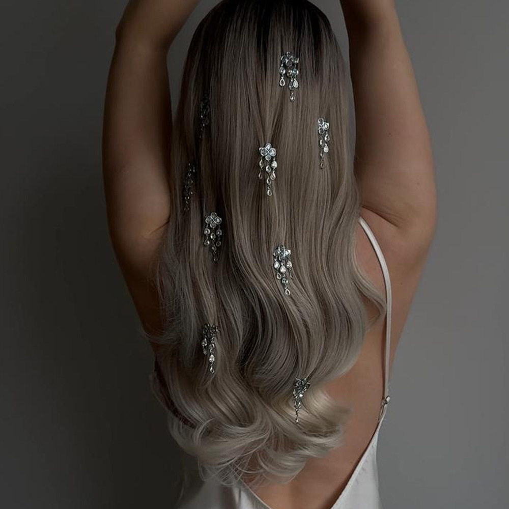 Women Accessories Dropshipping - Met diamanten ingelegde waterdruppel omzoomde haarspeld