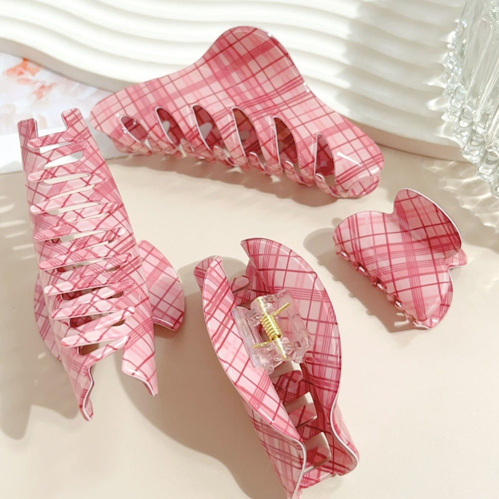 Roze Blauw Raster Haarklauw Cl - Women Accessories Online recensie en prijs
